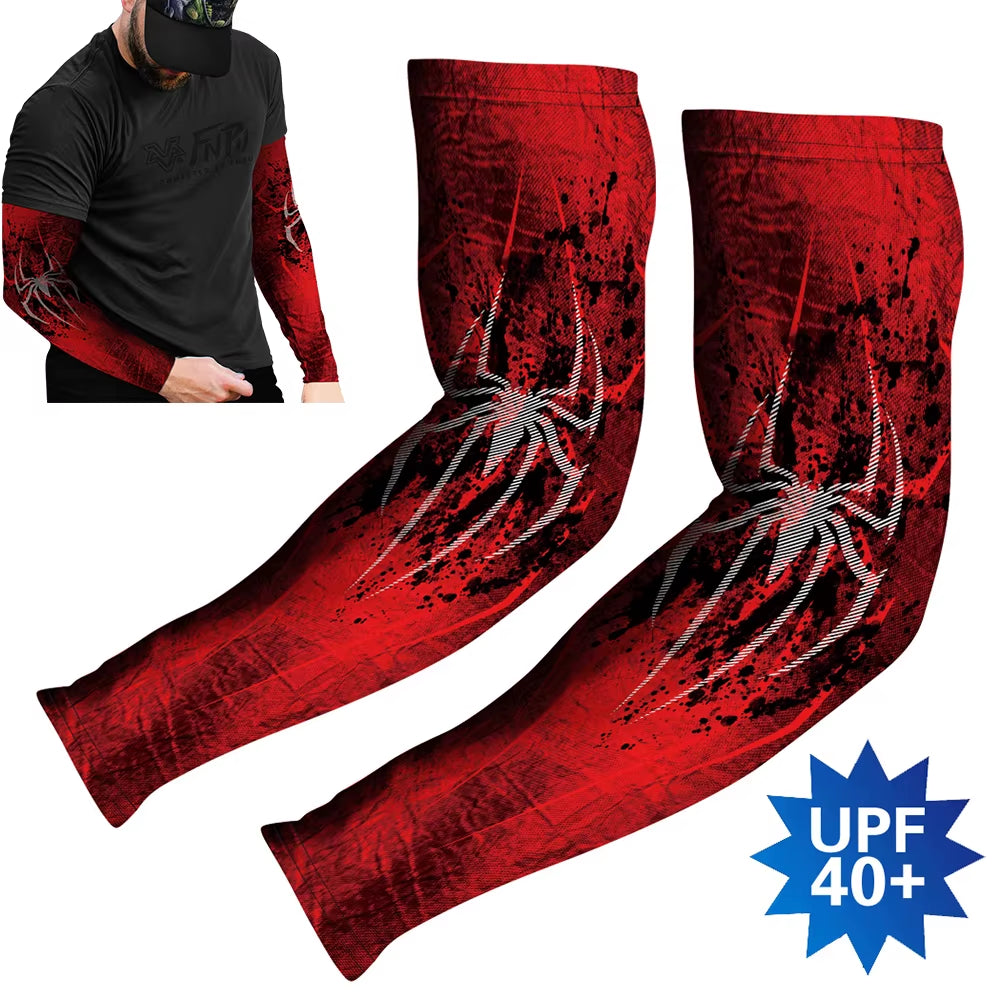 Sports Compression Arm Sleeves Cycling Sun UV Protective Cuffs Running Arm Warmers Manguito Spider Mangas Summer Women Men