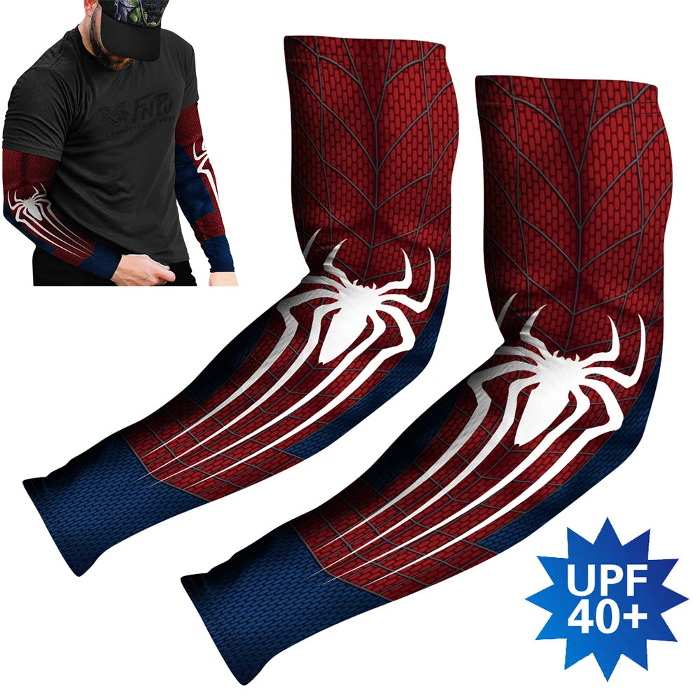 Sports Compression Arm Sleeves Cycling Sun UV Protective Cuffs Running Arm Warmers Manguito Spider Mangas Summer Women Men