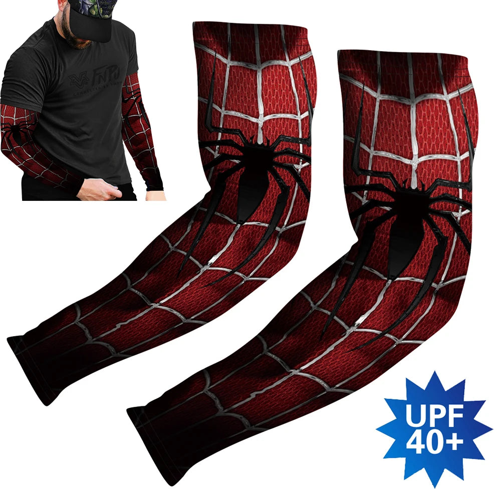 Sports Compression Arm Sleeves Cycling Sun UV Protective Cuffs Running Arm Warmers Manguito Spider Mangas Summer Women Men