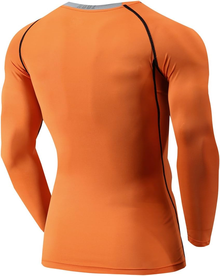 Mens Crew Neck Long Sleeve Tight Fit Compression Shirt