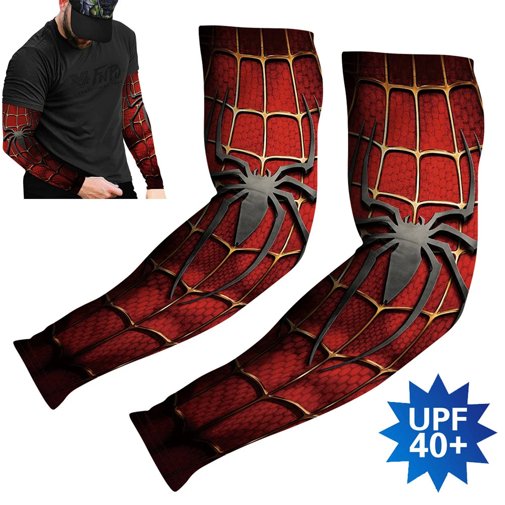 Sports Compression Arm Sleeves Cycling Sun UV Protective Cuffs Running Arm Warmers Manguito Spider Mangas Summer Women Men