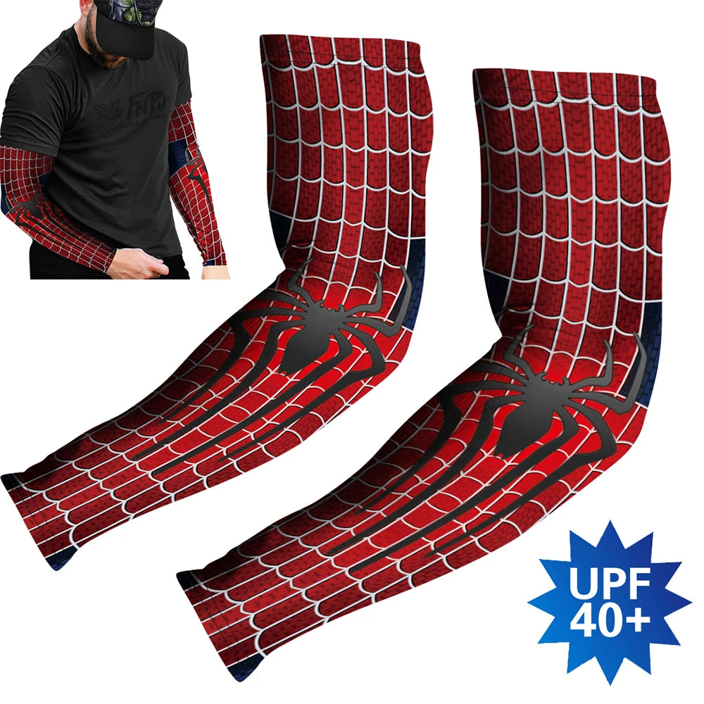 Sports Compression Arm Sleeves Cycling Sun UV Protective Cuffs Running Arm Warmers Manguito Spider Mangas Summer Women Men