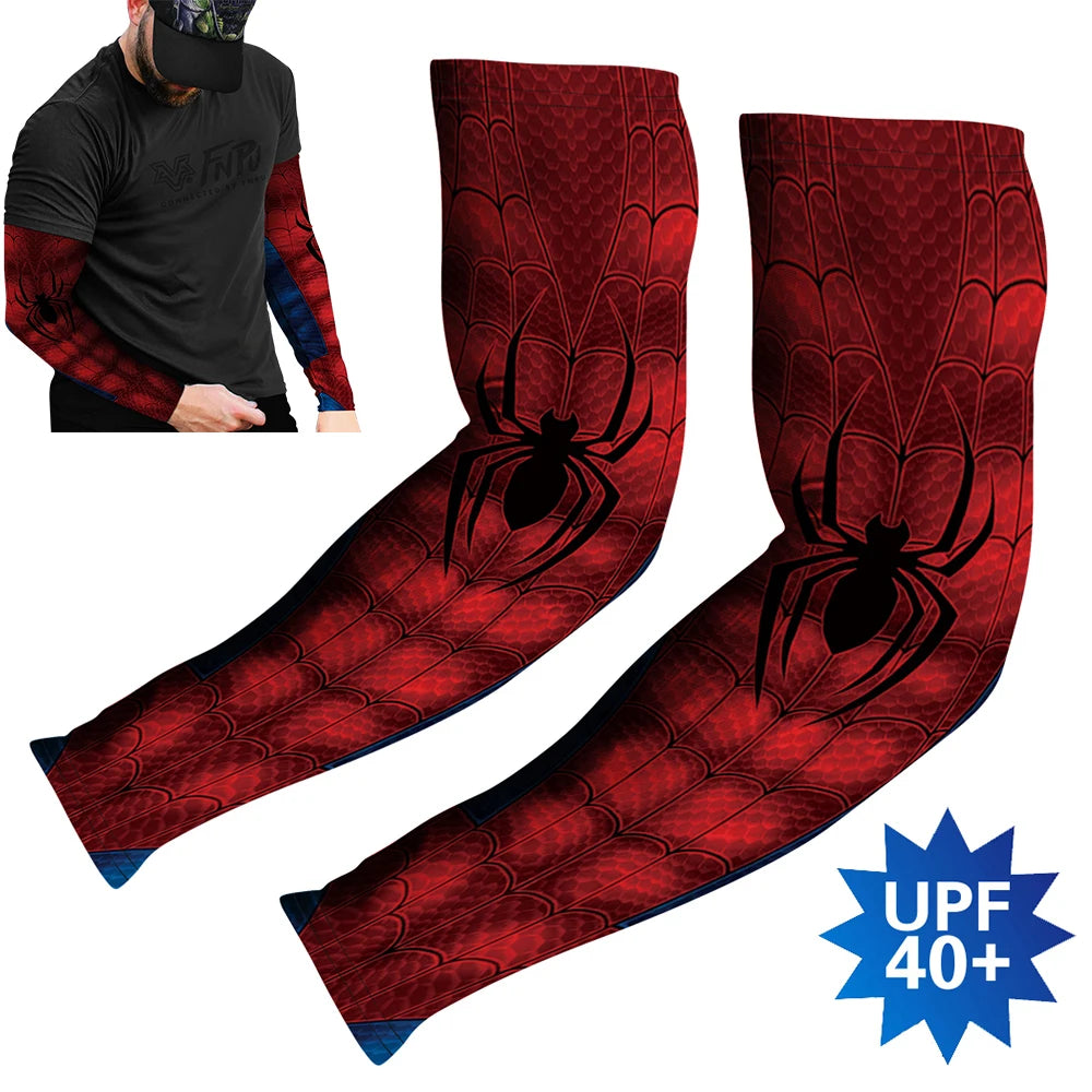 Sports Compression Arm Sleeves Cycling Sun UV Protective Cuffs Running Arm Warmers Manguito Spider Mangas Summer Women Men