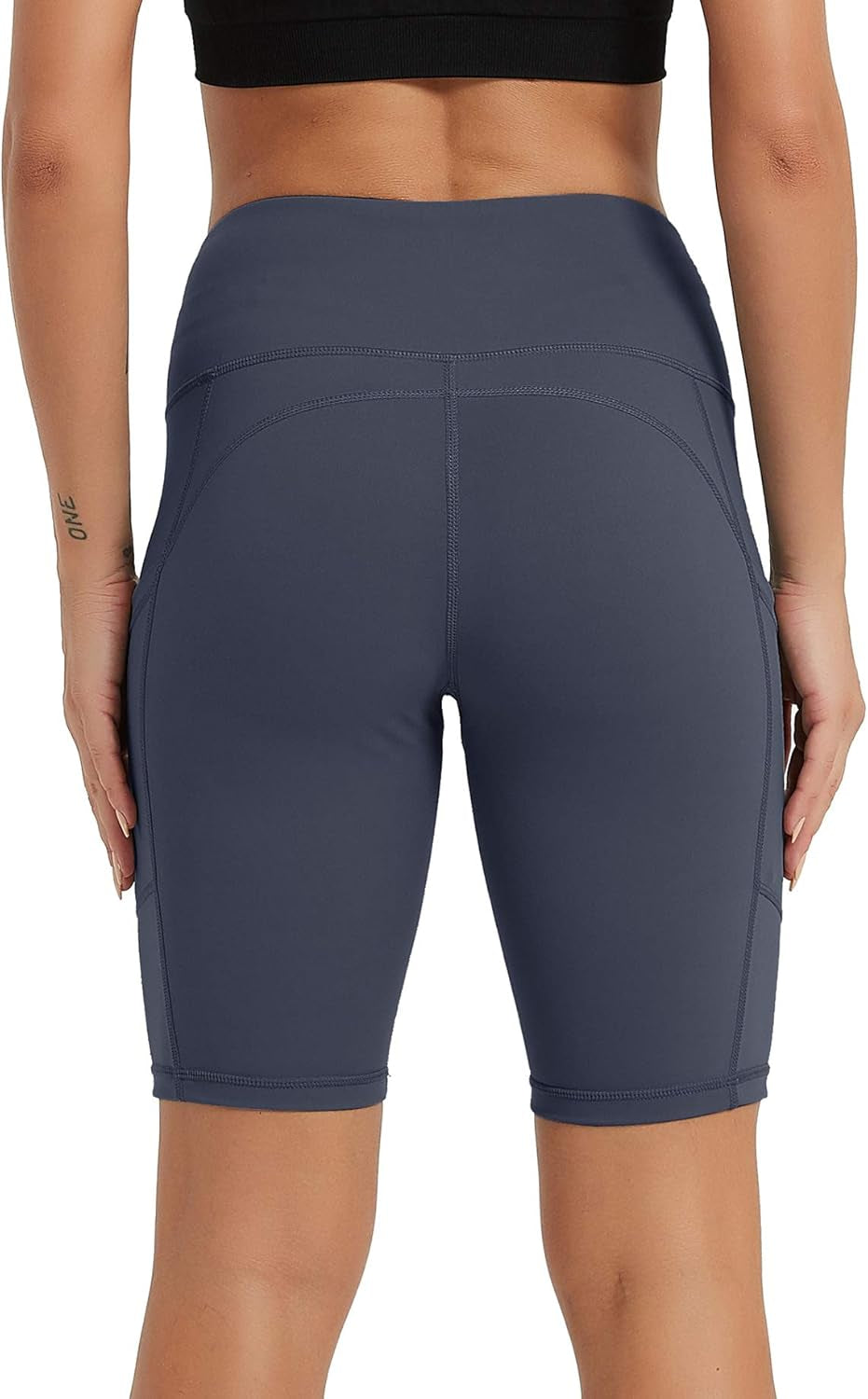 Women'S 8" /5" High Waist Workout Yoga Shorts Running Compression Exercise Shorts with Side Pockets