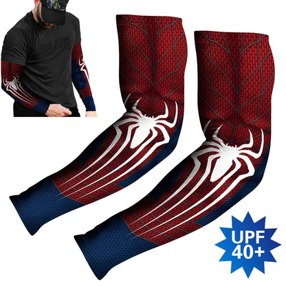 Sports Compression Arm Sleeves Cycling Sun UV Protective Cuffs Running Arm Warmers Manguito Spider Mangas Summer Women Men