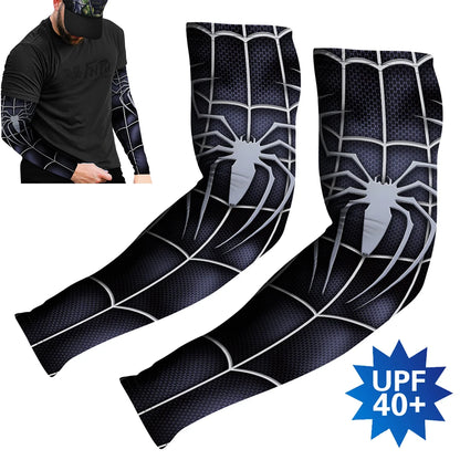 Sports Compression Arm Sleeves Cycling Sun UV Protective Cuffs Running Arm Warmers Manguito Spider Mangas Summer Women Men