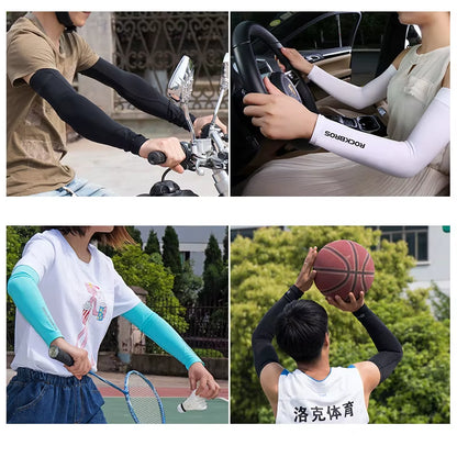 Ice Fabric Cycling Arm Sleeve Warmers Basketball Sleeve Running Arm Sleeve Bicycle Arm Warmers Camping Summer Sports