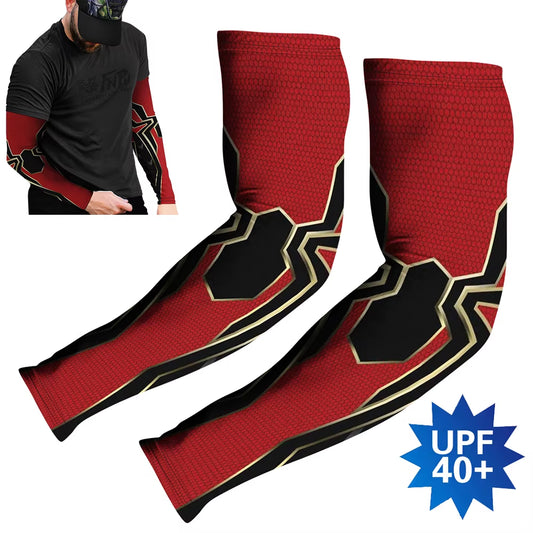 Sports Compression Arm Sleeves Cycling Sun UV Protective Cuffs Running Arm Warmers Manguito Spider Mangas Summer Women Men