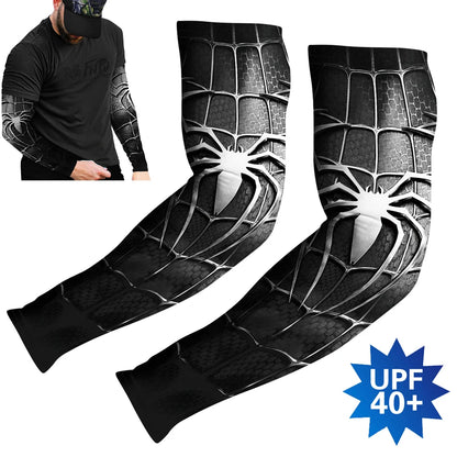 Sports Compression Arm Sleeves Cycling Sun UV Protective Cuffs Running Arm Warmers Manguito Spider Mangas Summer Women Men
