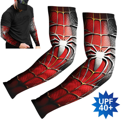 Sports Compression Arm Sleeves Cycling Sun UV Protective Cuffs Running Arm Warmers Manguito Spider Mangas Summer Women Men